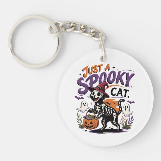 Gewoon een enge kat Halloween Sleutelhanger (Voorkant)
