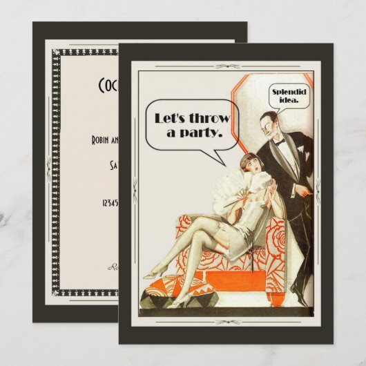 Gewoon een fantastische Art Deco-party Kaart (Voorkant / Achterkant)