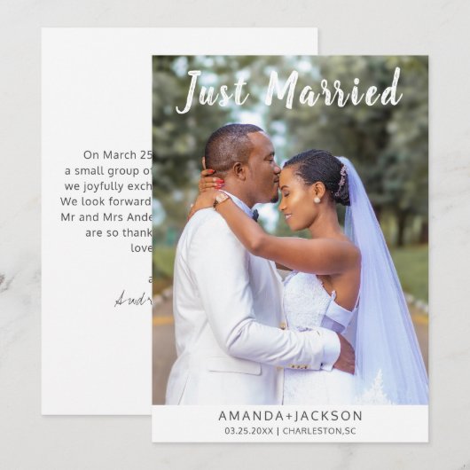 Gewoon een gehuwd modern fotohuwelijk aankondiging (Voorkant / Achterkant)