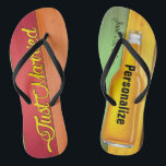 Gewoon een gehuwde bier teenslippers<br><div class="desc">Gewoon getrouwd. Bier teenslippers voor de nieuwpootjes. Geweldig voor een strandhuwelijksreis. Pas douanenamen en trouwdatum aan en voeg toe.</div>