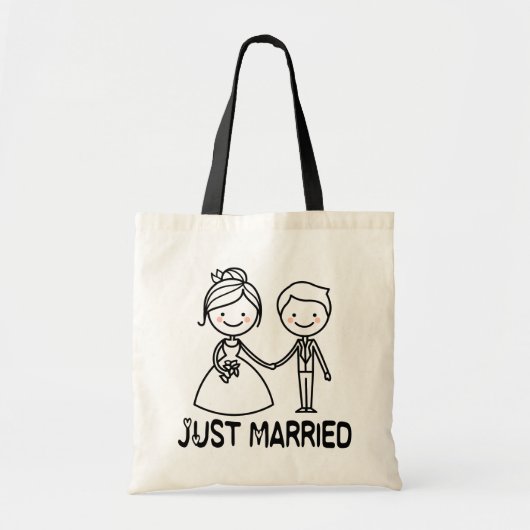 Gewoon een gehuwde Cartoon Bride en Groom Black We Tote Bag (Voorkant)