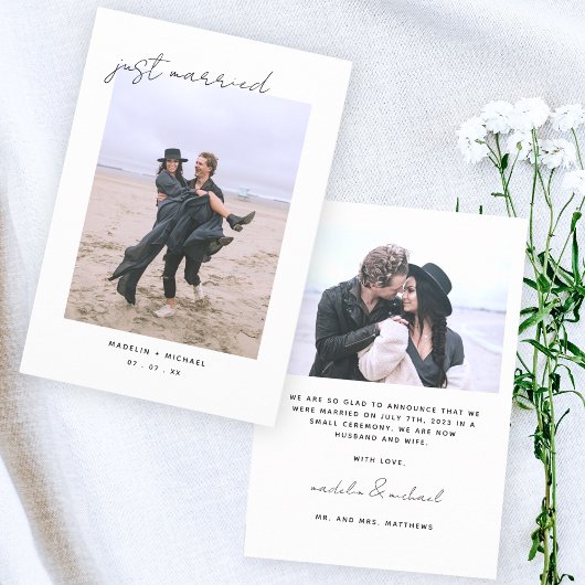 Gewoon een gehuwde e-legant Simple Weduwfoto-kaart Aankondiging