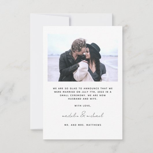 Gewoon een gehuwde e-legant Simple Weduwfoto-kaart Aankondiging (Achterkant)