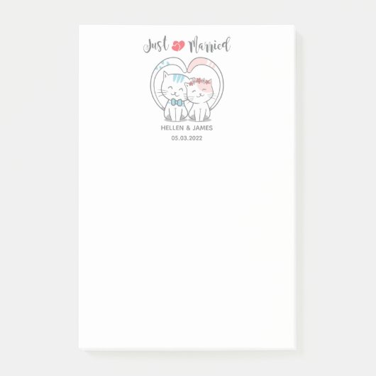 Gewoon een gehuwde kat bruiloft post-it® notes (Voorkant)