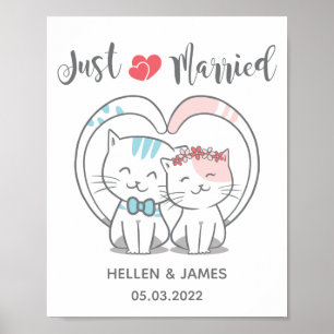 Gewoon een gehuwde kat bruiloft poster