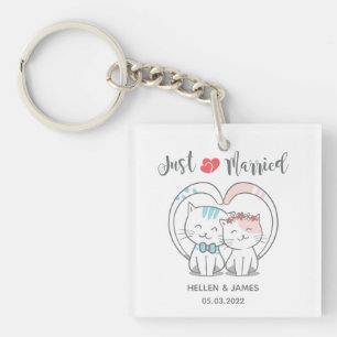 Gewoon een gehuwde kat bruiloft sleutelhanger