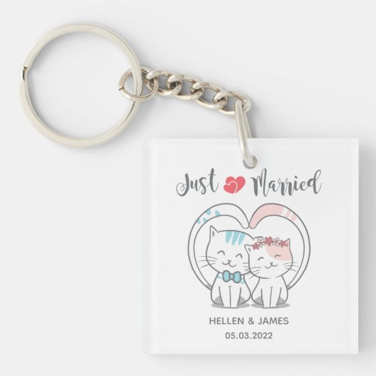 Gewoon een gehuwde kat bruiloft sleutelhanger (Voorkant)