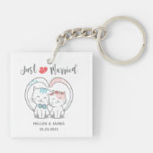 Gewoon een gehuwde kat bruiloft sleutelhanger (Achterkant)