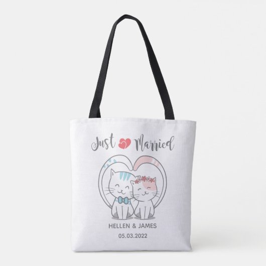 Gewoon een gehuwde kat bruiloft tote bag (Achterkant)