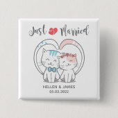 Gewoon een gehuwde kat bruiloft vierkante button 5,1 cm (Voorkant)
