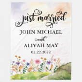 Gewoon een gehuwde knuppel met Waterverf wilde blo Fleece Deken (Voorkant)