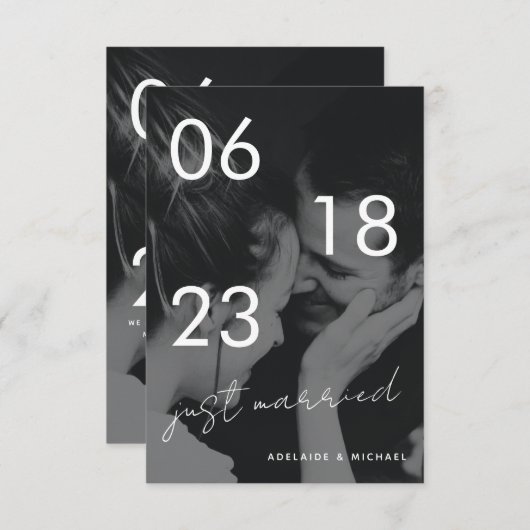 Gewoon een gehuwde Romantic Elegant Weddenschap Fo Aankondiging (Voorkant / Achterkant)