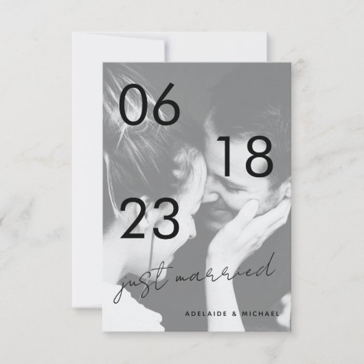 Gewoon een gehuwde Romantic Elegant Weddenschap Fo Aankondiging (Voorkant)
