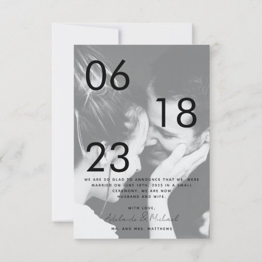 Gewoon een gehuwde Romantic Elegant Weddenschap Fo Aankondiging (Achterkant)