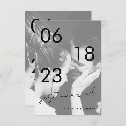 Gewoon een gehuwde Romantic Elegant Weddenschap Fo Aankondiging (Voorkant / Achterkant)