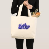 Gewoon een geschreven blauw gelabeld design grote tote bag (Voorkant (product))
