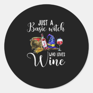 Gewoon een gewone heks die van wijn houdt, Hallowe Ronde Sticker