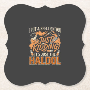 Gewoon een grapje Haldol Halloween Toverdrank Fles Kartonnen Onderzetters