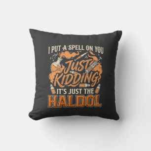 Gewoon een grapje Haldol Halloween Toverdrank Fles Kussen