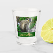 Gewoon een groene aap-printer met ruitglas shot glas (Voorkant)