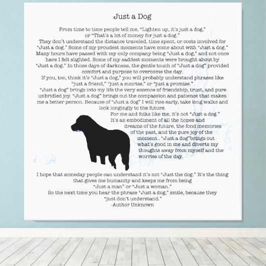 Gewoon Een Hond Quote- Zwarte Labrador - Hond Lief Canvas Afdruk (Insitu (Houten vloer))