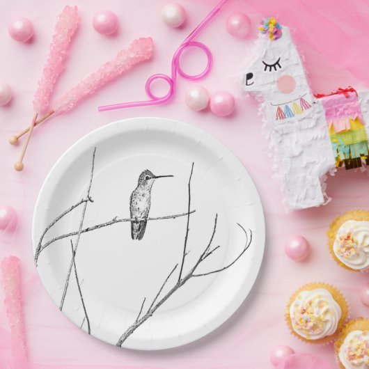 Gewoon een Hummingbird op een stok Papieren Bordje (Feest)