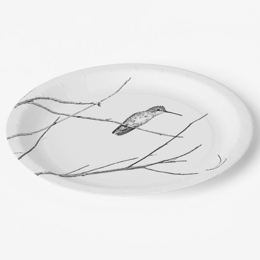 Gewoon een Hummingbird op een stok Papieren Bordje (Gekanteld)