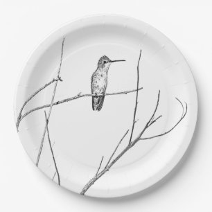Gewoon een Hummingbird op een stok Papieren Bordje