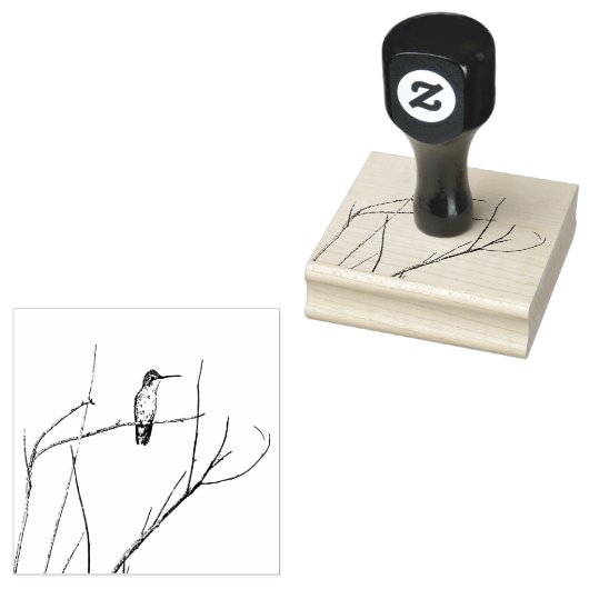 Gewoon een Hummingbird op een stok Rubberstempel (Gestempeld)