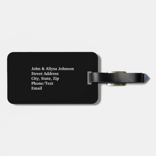 Gewoon een huwelijk met een zwarte en witte bruilo bagagelabel (Achterkant horizontaal)