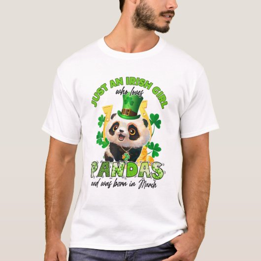 Gewoon een Iers meisje dat van Pandas Lucky March T-shirt (Voorkant)