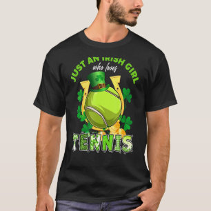 Gewoon een Iers meisje dat van Tennis Lucky St Pat T-shirt