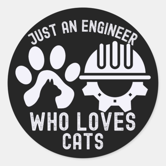 Gewoon een ingenieur die van katten houdt ronde sticker (Voorkant)