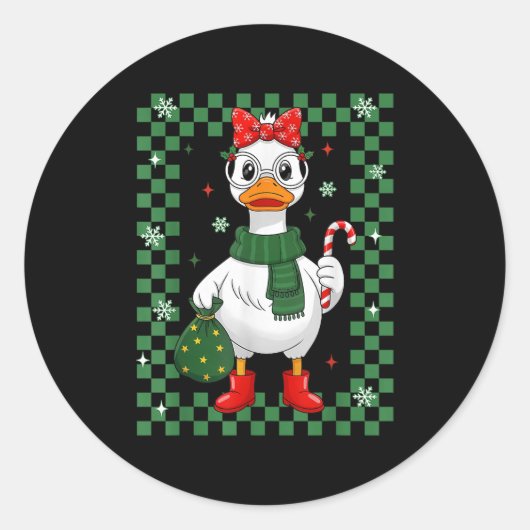 Gewoon Een Jolly Gans Kerst Silly Gans Funny Xma Ronde Sticker (Voorkant)