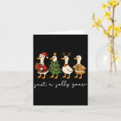 Gewoon een Jolly Goose Funny Goose Santa Reindeer  Kaart (Gele Bloem)