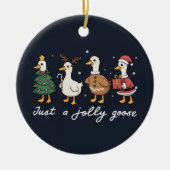 Gewoon een Jolly Goose Kerst Eend Vakantie Kerstmi Keramisch Ornament (Voorkant)