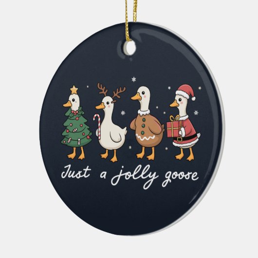 Gewoon een Jolly Goose Kerst Eend Vakantie Kerstmi Keramisch Ornament (Links)