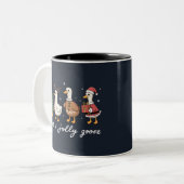 Gewoon een Jolly Goose Kerst Eend Vakantie Kerstmi Tweekleurige Koffiemok (Voorkant links)
