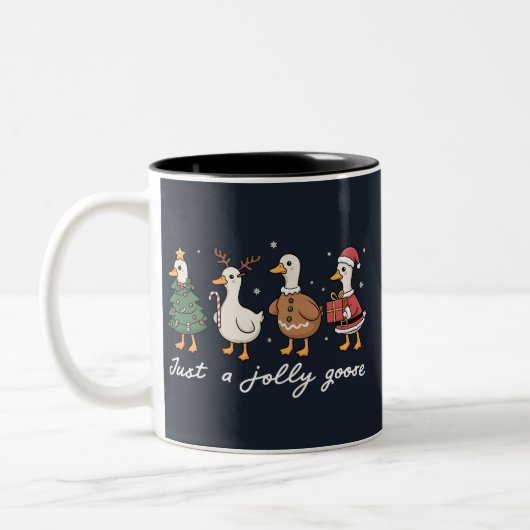 Gewoon een Jolly Goose Kerst Eend Vakantie Kerstmi Tweekleurige Koffiemok (Links)