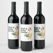 Gewoon een Jolly Goose Kerstvogelliefhebbers Wijn Etiket (Flessen)