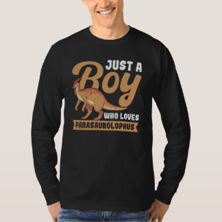 Gewoon een jongen die de Parasaurolophus dinosauru T-shirt
