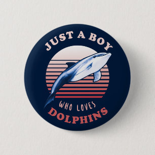 Gewoon een jongen die dolfijnen houdt ronde button 5,7 cm