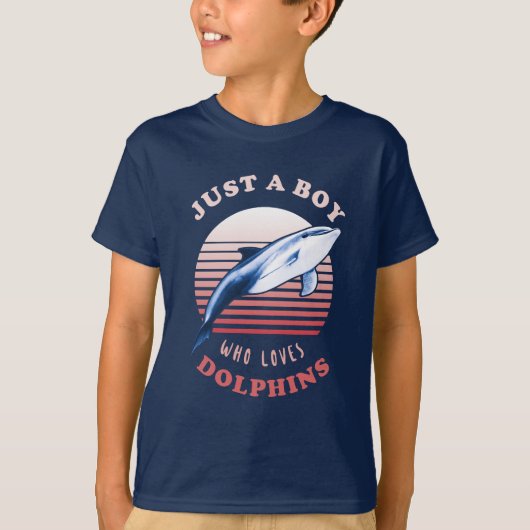 Gewoon een jongen die dolfijnen houdt t-shirt (Voorkant)