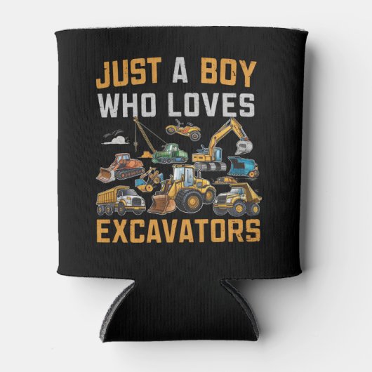 Gewoon Een Jongen Die Graafmachines Constructie Le Blikjeskoeler (Voorkant)