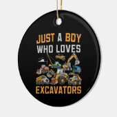 Gewoon Een Jongen Die Graafmachines Constructie Le Keramisch Ornament (Links)