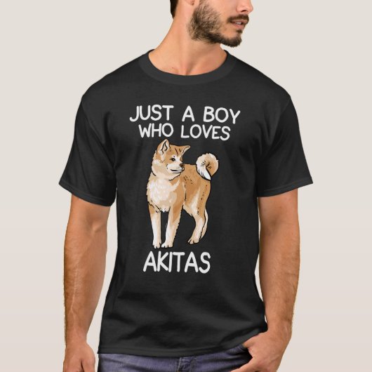 Gewoon een jongen die houdt van Akitas Quote voor T-shirt (Voorkant)