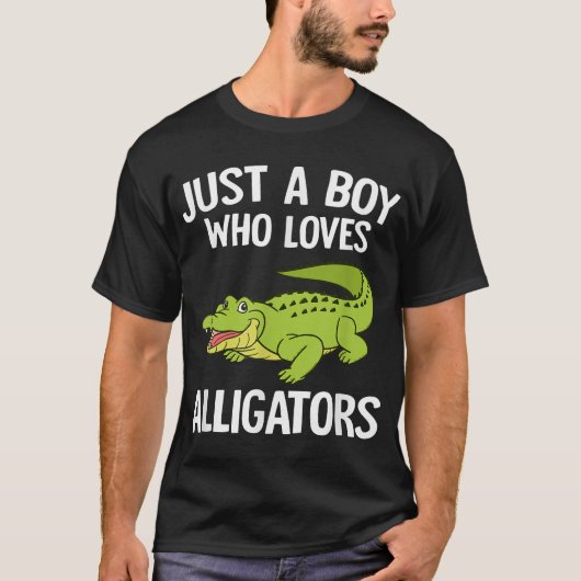 Gewoon een jongen die houdt van alligators jongens t-shirt (Voorkant)