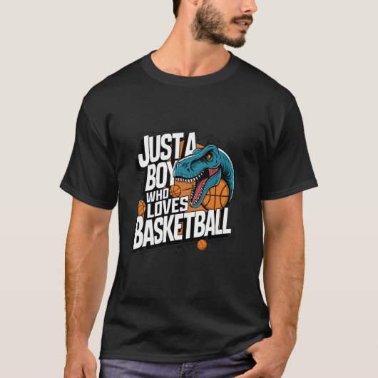 Gewoon een jongen die houdt van basketbal design j t-shirt (Voorkant)
