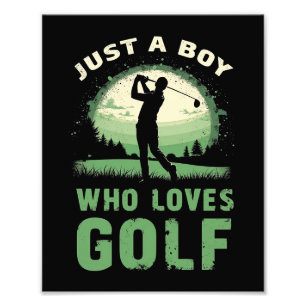 Gewoon een jongen die houdt van golfclub golfer go foto afdruk