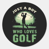 Gewoon een jongen die houdt van golfclub golfer go ronde sticker (Voorkant)